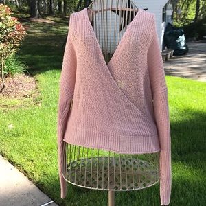 Pink Deep V Neck Sweater